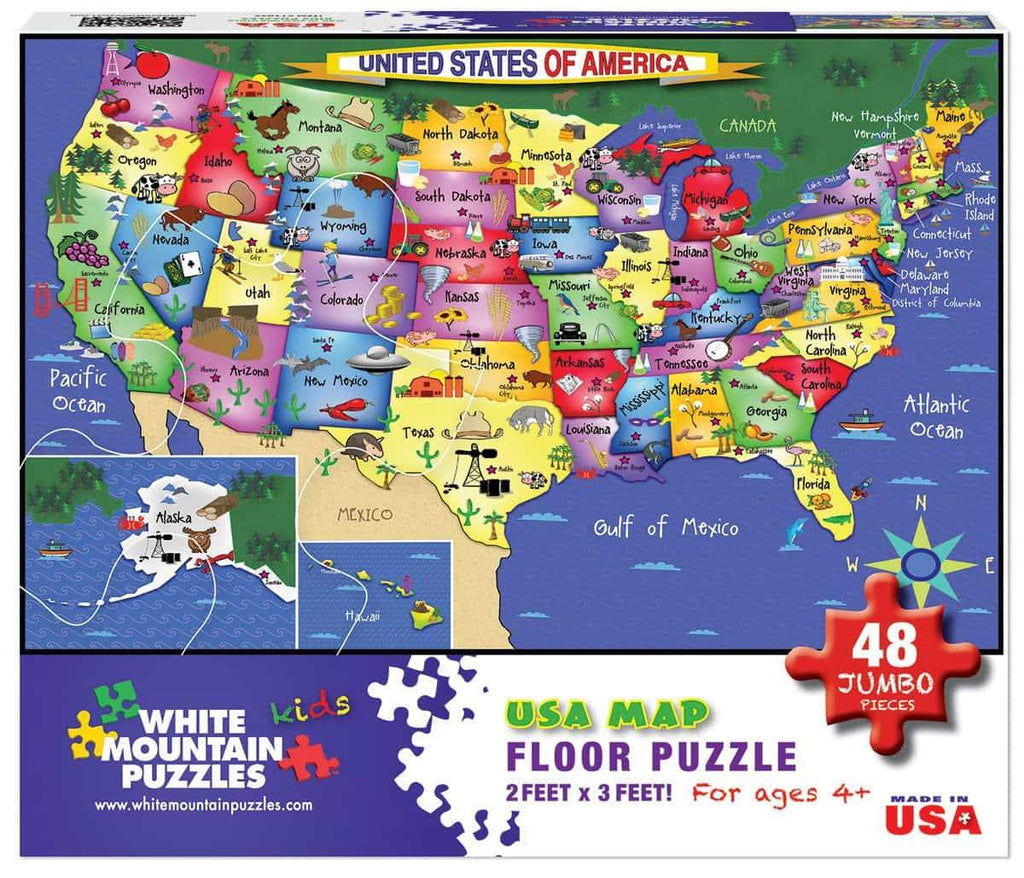 U S Map Floor Puzzle - 48 Pieces - DISC