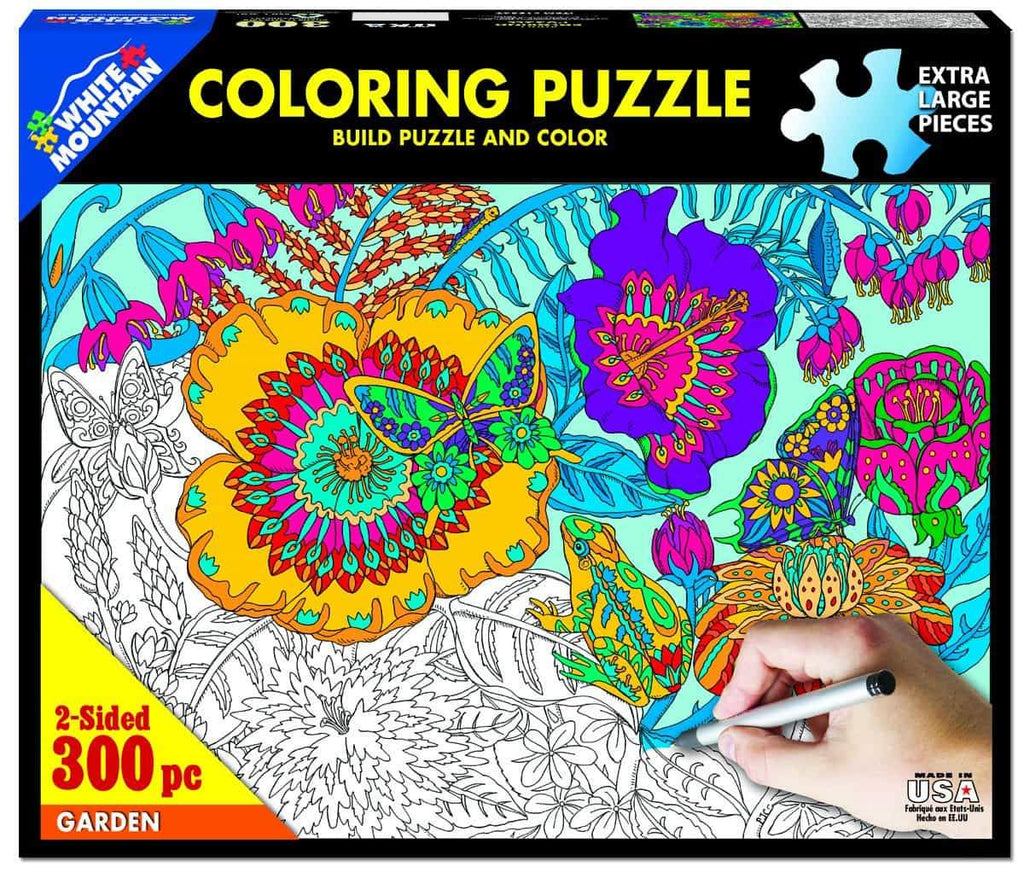 Garden Coloring Puzzle - 300 Piece Coloring Jigsaw Puzzle