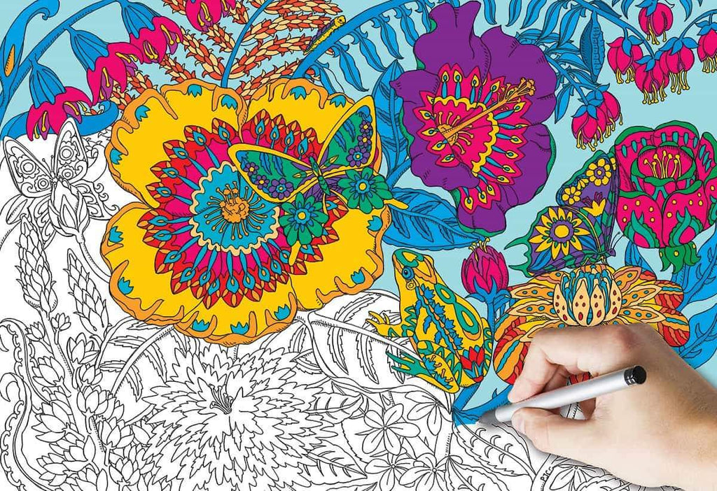 Garden Coloring Puzzle - 300 Piece Coloring Jigsaw Puzzle